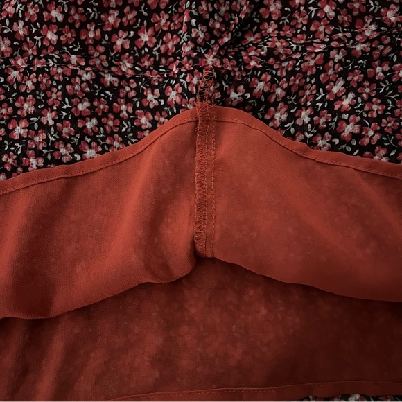 Loft Floral Ruffle Blouse, Dark Permisson, Sz S - Picture 13 of 15